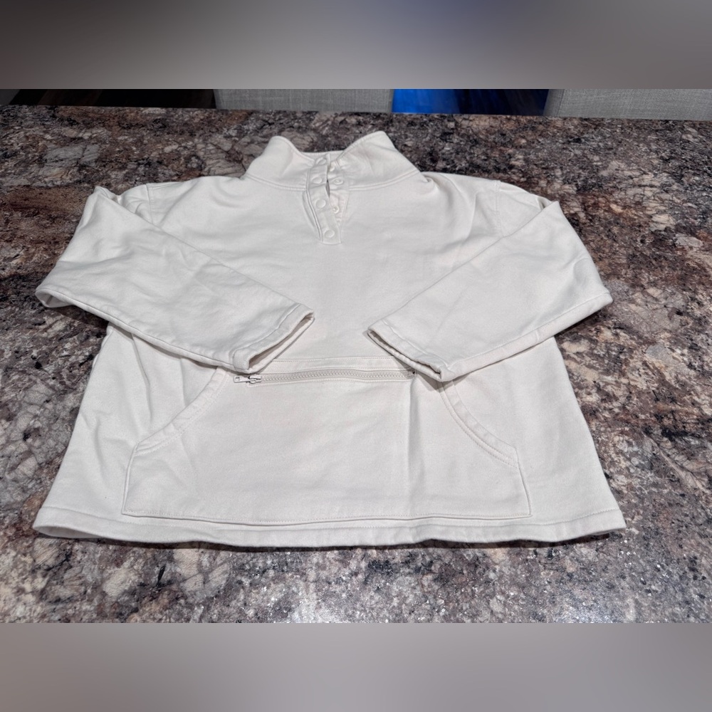 Zenana Outfitters Cream Half-Zip Pullover Sweatshirt